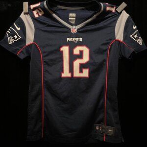 New England Patriots Tom Brady Jersey Youth Large Vintage Nike On Field #12